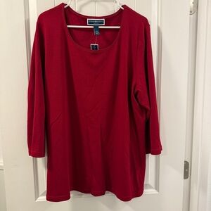 Karen Scott Red Long Sleeve Top Women’s 2X NWT